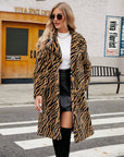 Zebra Pattern Artificial Leather Fur Coat