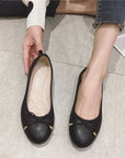 Round Toe Bowknot Low-cut Flat Bottom Pumps Women Shoes