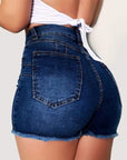 Women's Stretch Slim Fit Ripped Tassel Denim Shorts