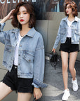 Real Shot Casual Denim Jacket Women Loose Short