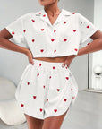 Silk-like Heart Printing Pajamas