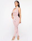 Printed sexy halter jumpsuit women