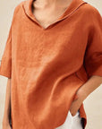 Women's Solid Color Cotton And Linen Loose Shirt