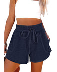 Women's Lace Up Casual Pocket Solid Color Shorts