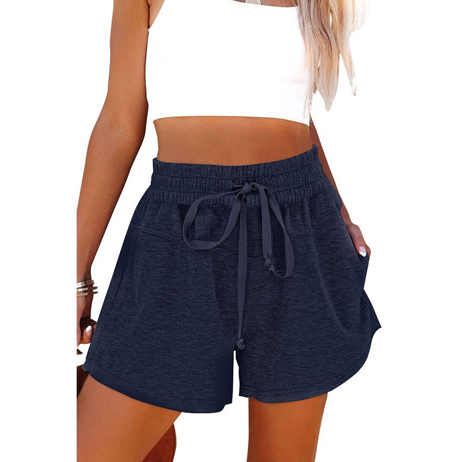 Women's Lace Up Casual Pocket Solid Color Shorts