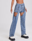 Street Jeans Women's Straight Ripped Trousers