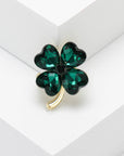 Fashion Simple And Compact Heart Shape Rhinestone Four-leaf Clover Brooch