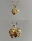 Opening And Closing Fully Jeweled Loving Heart Exaggerated Necklace Simple