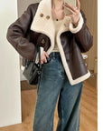 Eco-leather Inner Wool Grain Leather Grass Coat