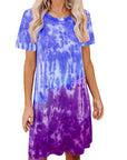 Tie-dye Printed Loose Short-sleeved Dress Women