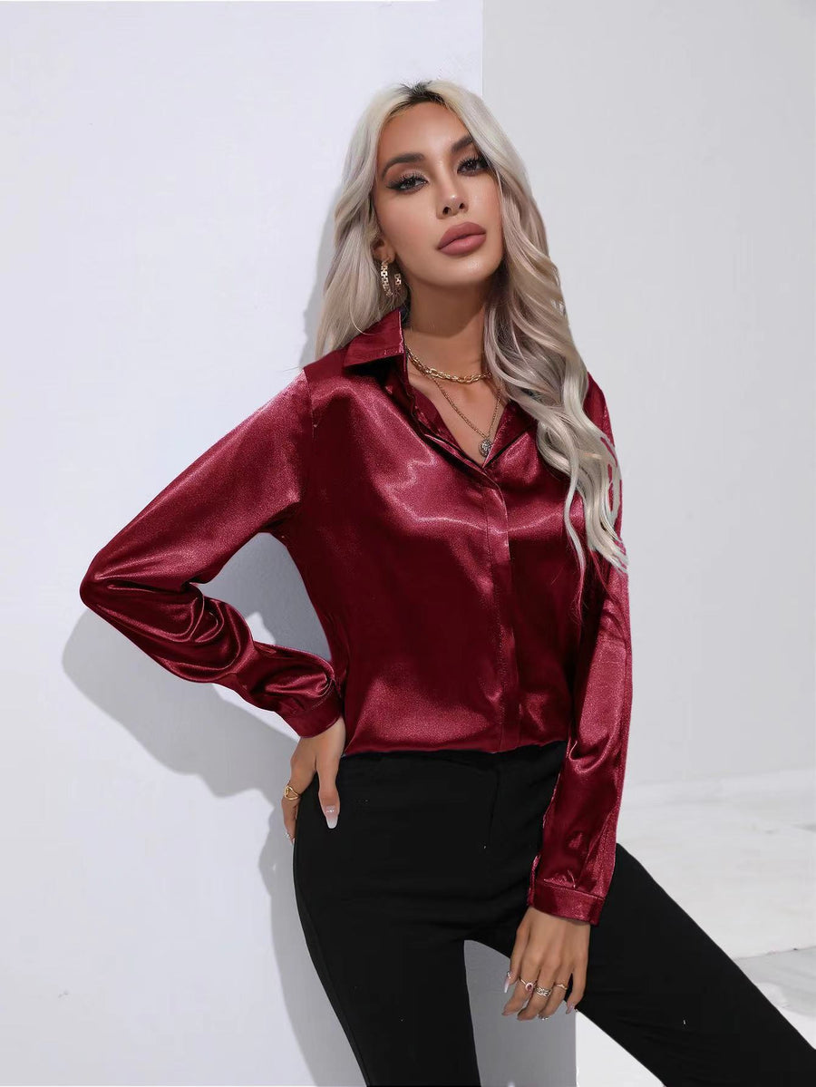 Solid Color Satin Shirt