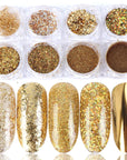 8 Box Mix Glitter Nail Art Powder Flakes Set