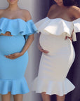 Women Elastic Pregnant Women Ruffles Dress