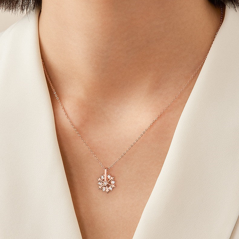 Rotatable 925 Silver Snowflake Necklace