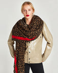 Festive Red Classic Leopard Pattern Imitation Cashmere Autumn And Winter Thick Warm Talma