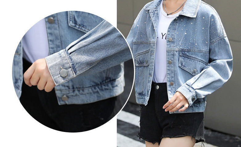 Real Shot Casual Denim Jacket Women Loose Short