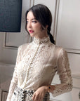 Slim Lace Inner Match Pearl Thin Cardigan