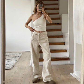 Women's Off-white Straight Jeans