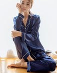 Long sleeve trousers women's pajamas two piece suit