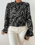 Women's Water Ripple Printed Long-sleeved Top