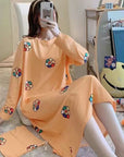 Pajamas women long sleeves long nightdress cartoon cute home service