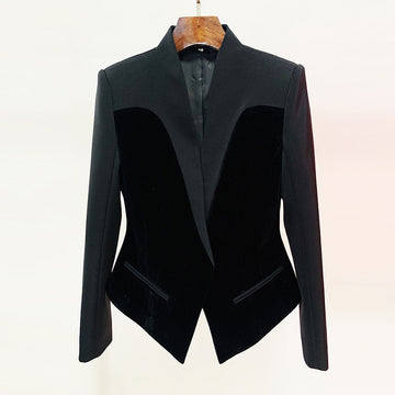 Fashionable Slim-fit Velvet Stitching Suit Coat