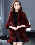 Imitation Rex Rabbit Fur Collar Shawl Cape Women's Plus Size