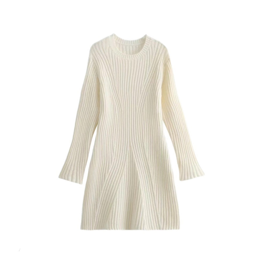 Solid Ribbed Knitted Dress