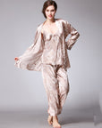 Three-piece silk pajamas for women