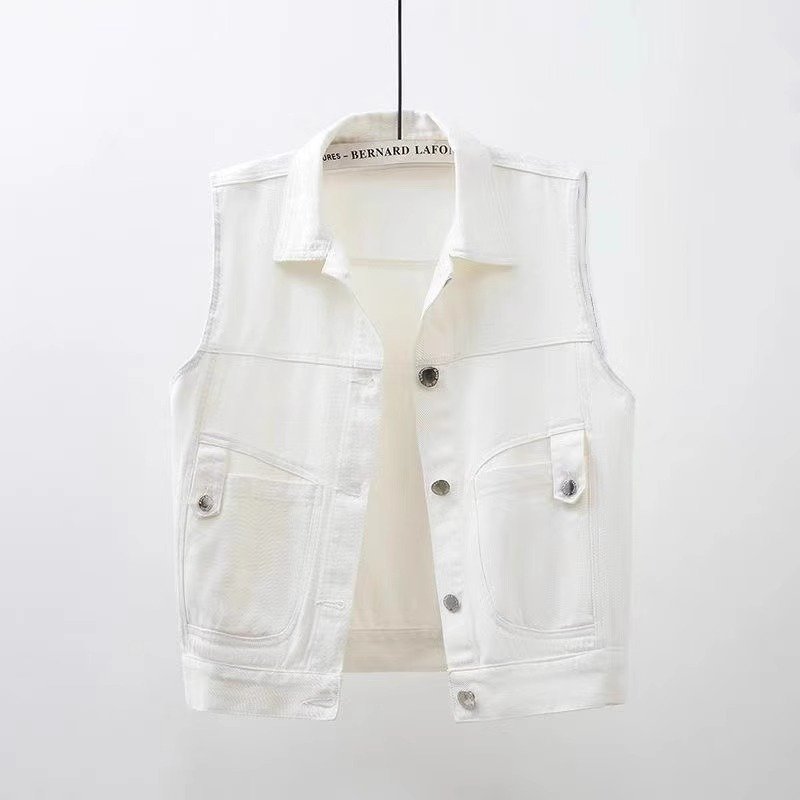 Women's Color Denim Waistcoat Vest Short