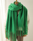 Solid Color Warm Tassel Scarf