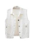 Women's Color Denim Waistcoat Vest Short