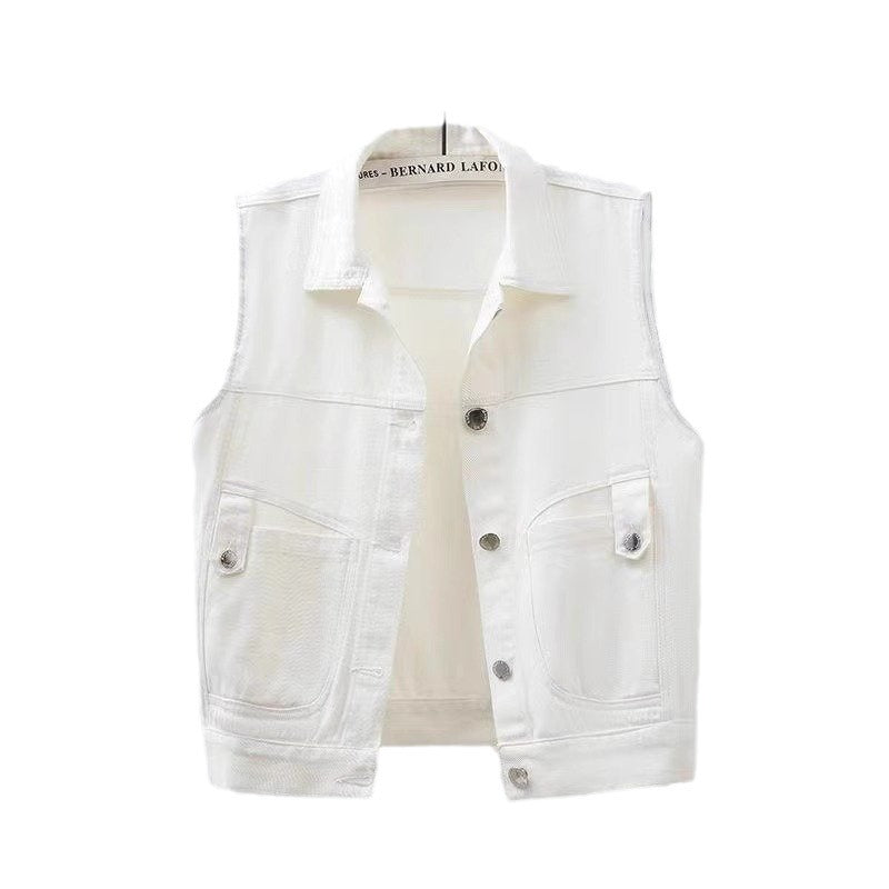 Women's Color Denim Waistcoat Vest Short