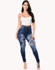 Women's Ripped Denim Washed Denim Pants