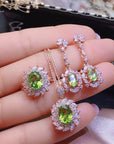 S925 Silver Gilded Peridot Set Jewelry