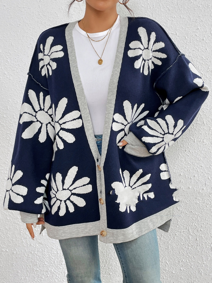 V-neck Elegant Loose Knitted Cardigan