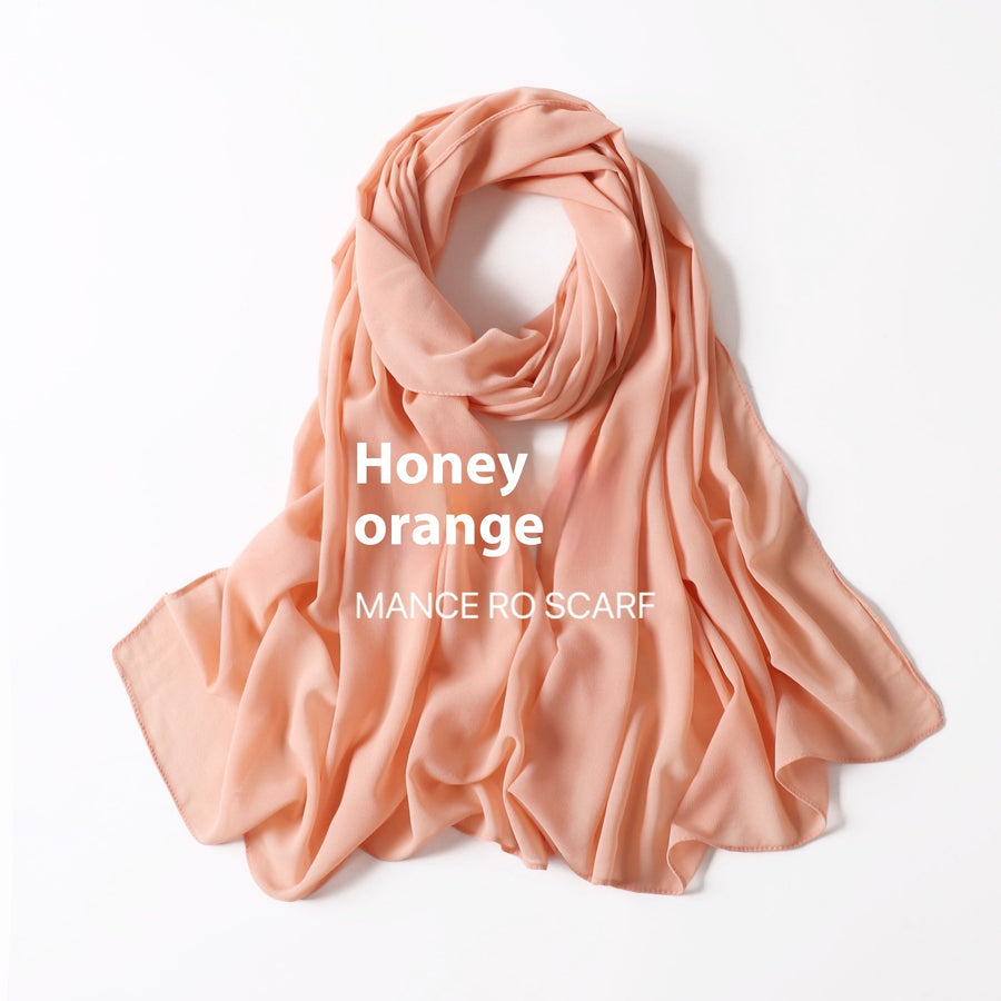 Pure Color Pearl Chiffon Scarf Headcloth Veil Chiffon Scarf