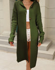 Sweater Cardigan Solid Color Long Sleeve Hooded Long Knitted Cardigan Women's Coat