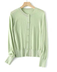 Women's Buckle Round Neck Long Sleeve Soft Knitted Sweater