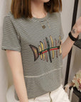 Striped short sleeve t-shirt for women