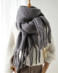 Solid Color Warm Tassel Scarf