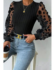 Mesh Round Neck Chiffon Shirt