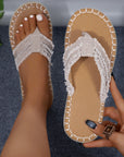 New Canvas Flip Flops Summer Thong Sandals Comfortable Fashion Flat Shoes For Women