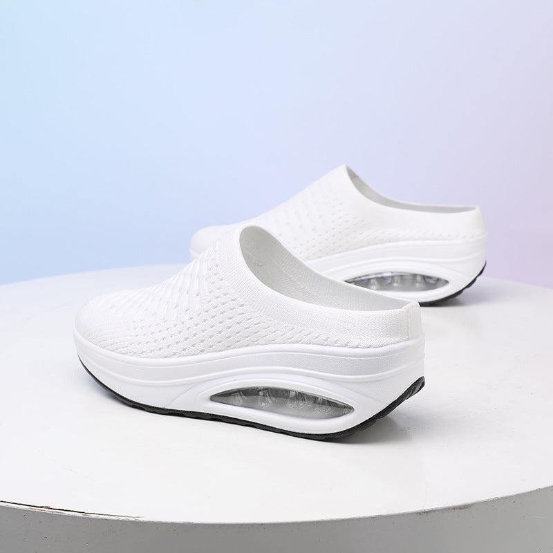 Plus Size Air Cushion Increased Slip-on Wedge Casual Pumps Sports Style Lazy Slippers