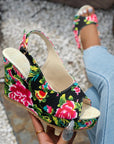 Plus Size Wedge Sandals European And American Fashion Embroidery Height Increasing