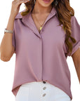 Summer Temperament Leisure Solid Color Stand Collar Shirt