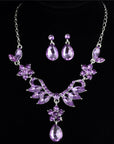 Foreign trade explosion bride alloy diamond necklace earrings set wedding jewelry and jewelry accessories