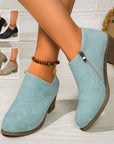 Chunky Heel Round Toe Ankle Boots