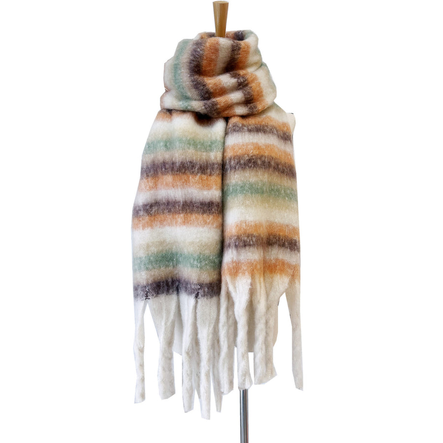 Winter Thickened Circle Yarn Striped Scarf Shawl