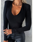 Casual Long-sleeved V-neck Tight Bottoming T-shirt